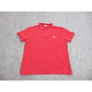 Burberry Polo Shirt Mens Large‎ Red Logo Cotton Preppy Casual Rugby
